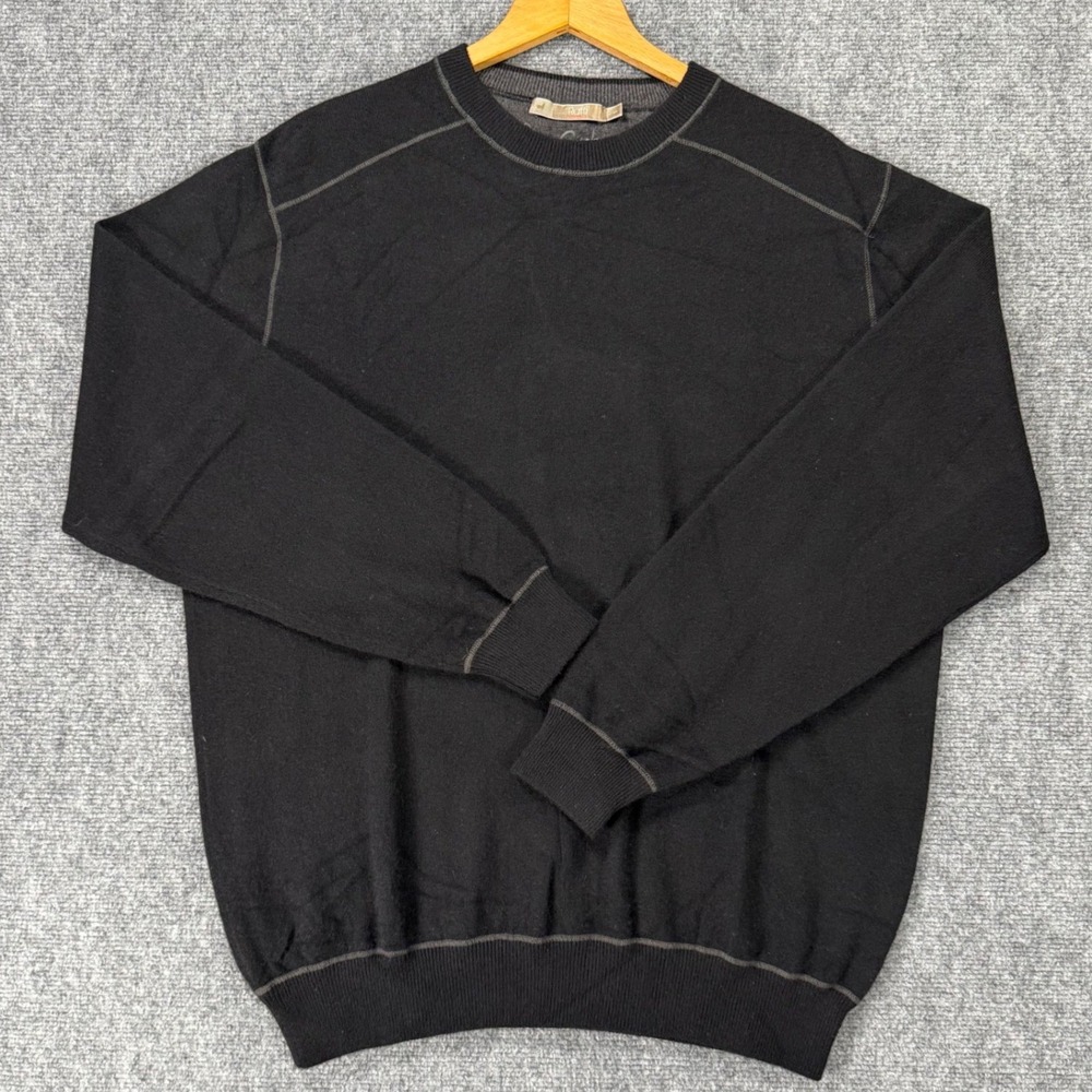 Raffi Cashmere Men's XL Black 100% Cashmere Crewneck Sweater Luxury